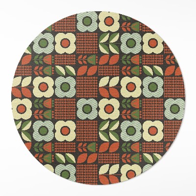Rond pvc tapijt Folkloristische illustratie van bloemen