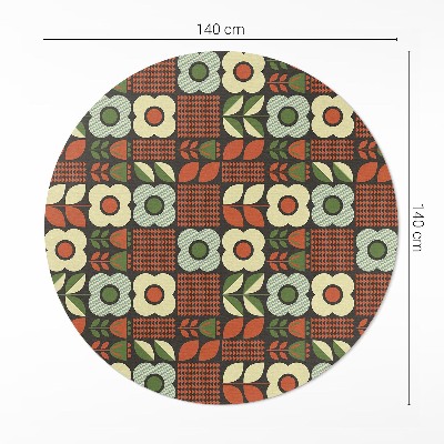 Rond pvc tapijt Folkloristische illustratie van bloemen