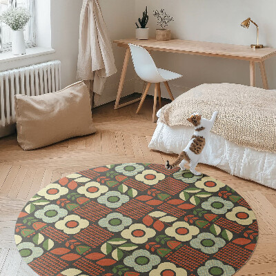 Rond pvc tapijt Folkloristische illustratie van bloemen