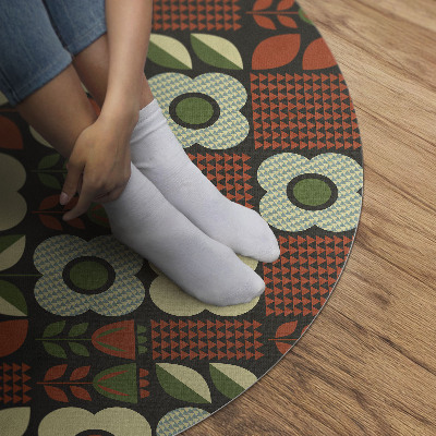 Rond pvc tapijt Folkloristische illustratie van bloemen