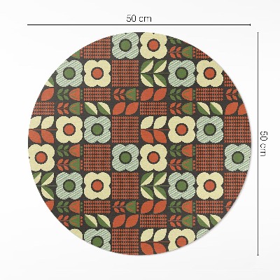 Rond pvc tapijt Folkloristische illustratie van bloemen