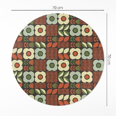 Rond pvc tapijt Folkloristische illustratie van bloemen