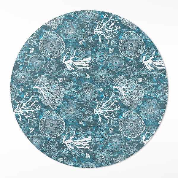 Vinyl vloerkleed rond Een patroon geïnspireerd door de zeeflora en -fauna