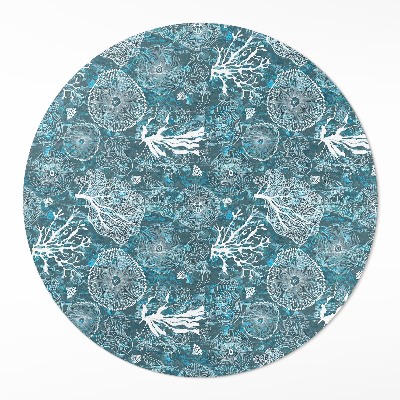 Vinyl vloerkleed rond Een patroon geïnspireerd door de zeeflora en -fauna