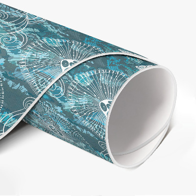 Vinyl vloerkleed rond Een patroon geïnspireerd door de zeeflora en -fauna