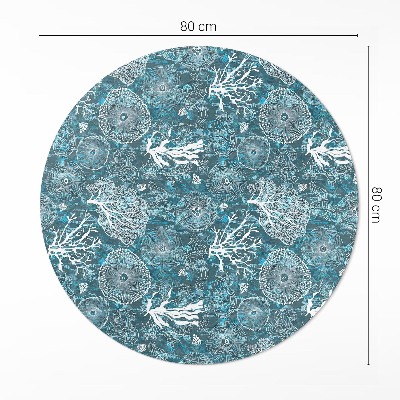 Vinyl vloerkleed rond Een patroon geïnspireerd door de zeeflora en -fauna