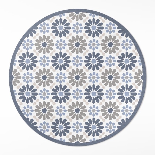 Rond pvc tapijt Pastelkleurige bloemen, delicaat, regelmatig patroon