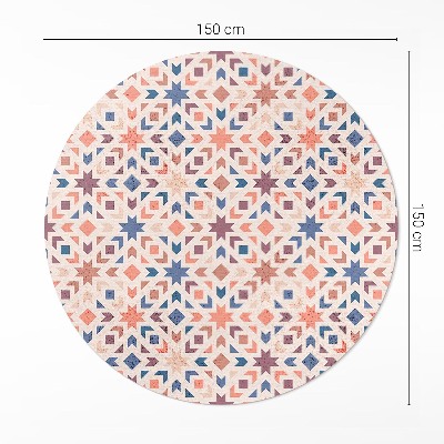 Rond pvc tapijt Pastel Sterren en Pijlen Vintage Patroon