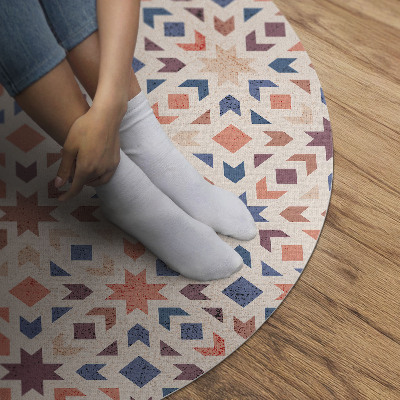 Rond pvc tapijt Pastel Sterren en Pijlen Vintage Patroon