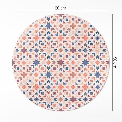 Rond pvc tapijt Pastel Sterren en Pijlen Vintage Patroon