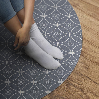 Pvc mat rond Kettingpatroon met regelmatige cirkels en bloemen