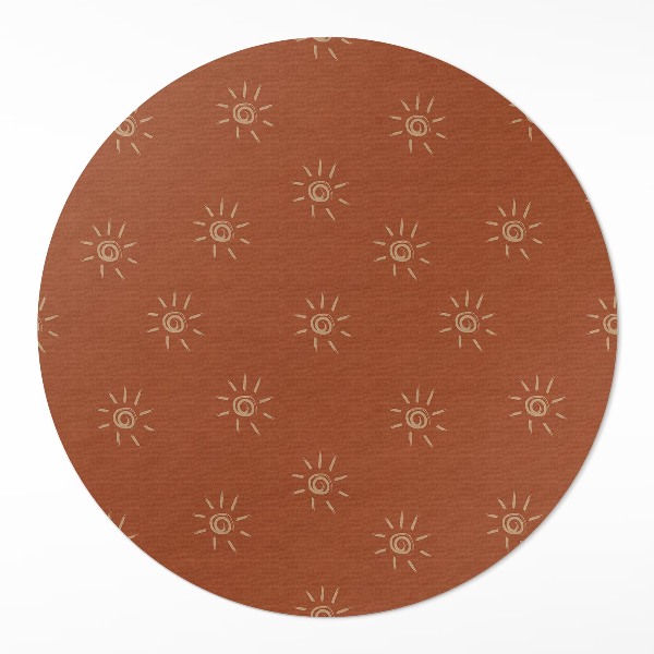 Vinyl vloerkleed rond Zonnepatroon, boho vintage stijl