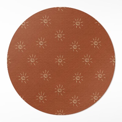 Vinyl vloerkleed rond Zonnepatroon, boho vintage stijl