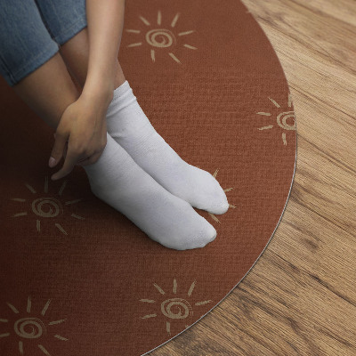 Vinyl vloerkleed rond Zonnepatroon, boho vintage stijl