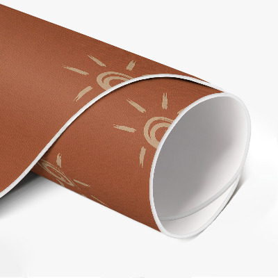 Vinyl vloerkleed rond Zonnepatroon, boho vintage stijl