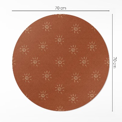Vinyl vloerkleed rond Zonnepatroon, boho vintage stijl