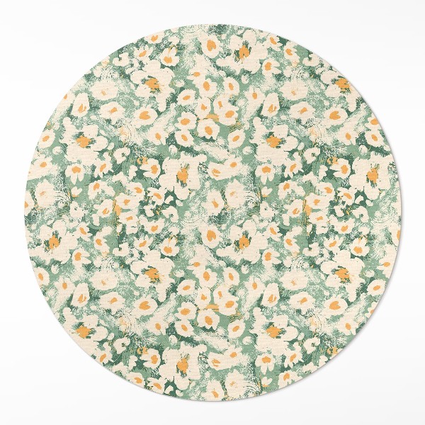 Pvc mat rond Veld weide geschilderde bloemen abstract