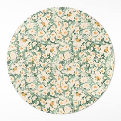 Pvc mat rond Veld weide geschilderde bloemen abstract