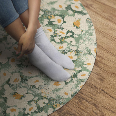 Pvc mat rond Veld weide geschilderde bloemen abstract