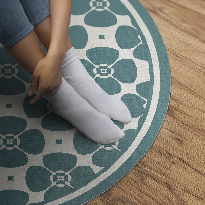 Rond pvc tapijt Bloemen tegelpatroon