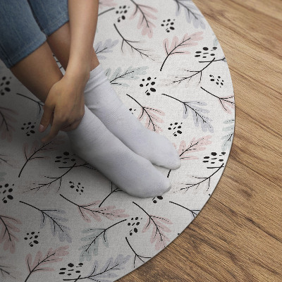 Pvc mat rond Pastelkleurige subtiele planten in boho-stijl