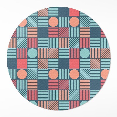 Rond pvc tapijt Retro vintage geometrisch patroon