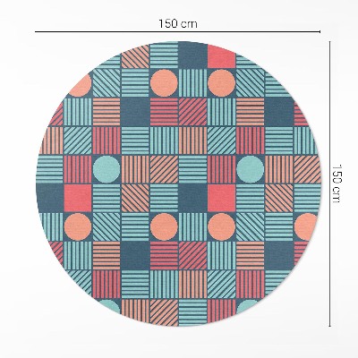 Rond pvc tapijt Retro vintage geometrisch patroon