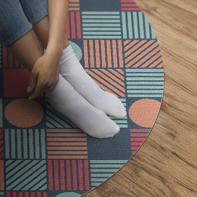 Rond pvc tapijt Retro vintage geometrisch patroon