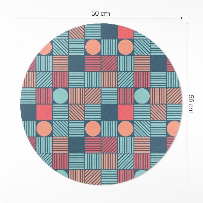 Rond pvc tapijt Retro vintage geometrisch patroon