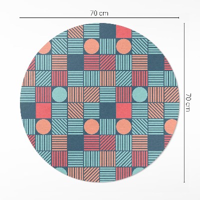 Rond pvc tapijt Retro vintage geometrisch patroon