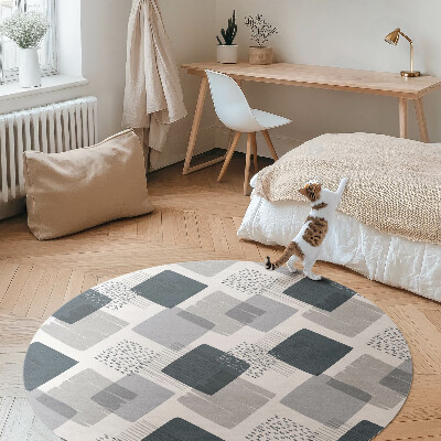 Vinyl vloerkleed rond Geschilderde retro vierkanten