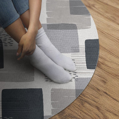 Vinyl vloerkleed rond Geschilderde retro vierkanten