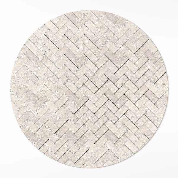 Vinyl vloerkleed rond Visgraatstenen bestrating