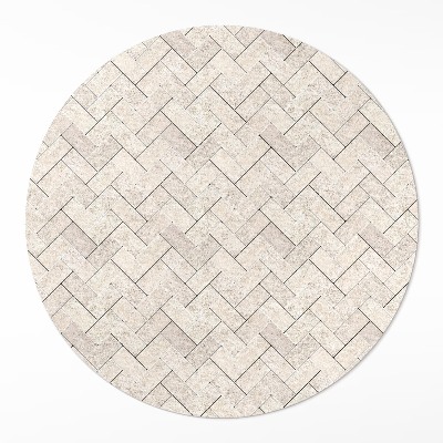 Vinyl vloerkleed rond Visgraatstenen bestrating