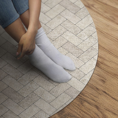 Vinyl vloerkleed rond Visgraatstenen bestrating