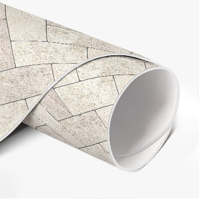 Vinyl vloerkleed rond Visgraatstenen bestrating