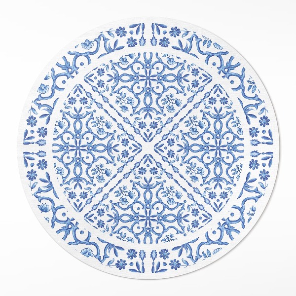 Rond pvc tapijt Decoratieve tegels met plantenornamenten