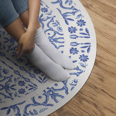 Rond pvc tapijt Decoratieve tegels met plantenornamenten