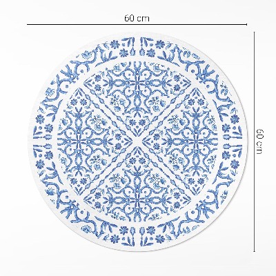 Rond pvc tapijt Decoratieve tegels met plantenornamenten