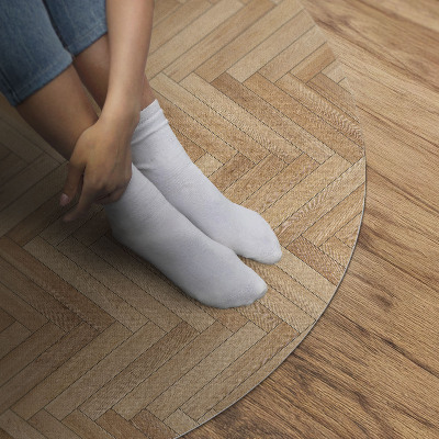 Pvc mat rond Prachtige houten visgraat parketvloer