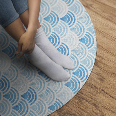 Rond pvc tapijt Waterverf golvenpatroon in Aziatische stijl