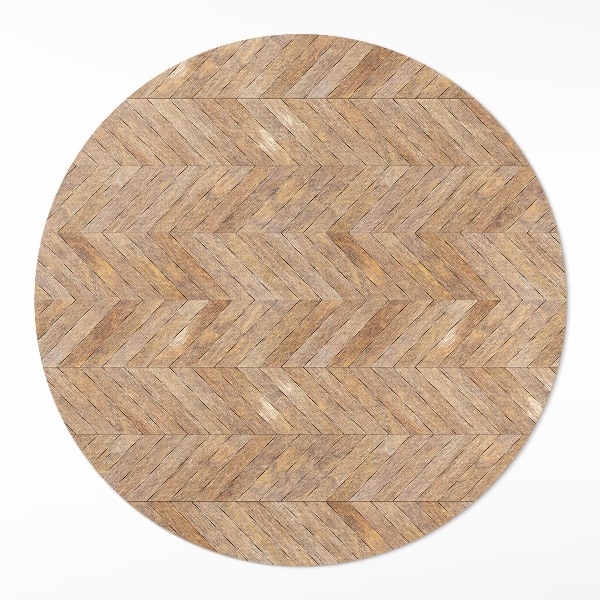 Vinyl vloerkleed rond Vintage houten visgraat parketvloer