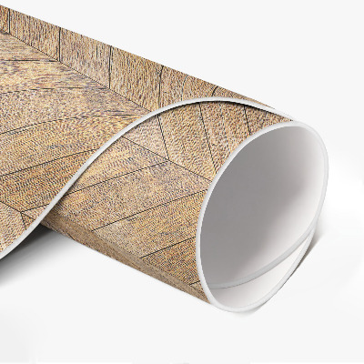 Vinyl vloerkleed rond Vintage houten visgraat parketvloer