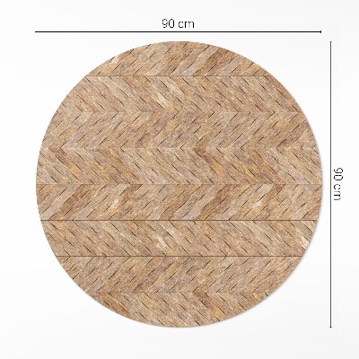 Vinyl vloerkleed rond Vintage houten visgraat parketvloer