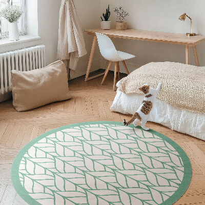 Vinyl vloerkleed rond lineair bladeren minimalistisch patroon