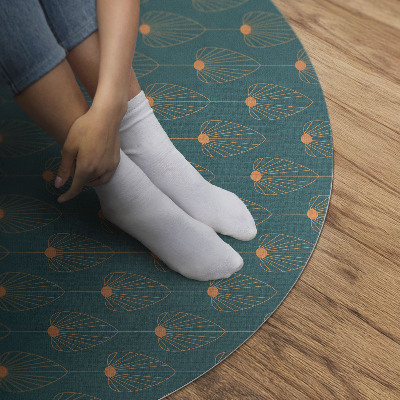 Pvc mat rond Herhalend bladeren bloemenpatroon