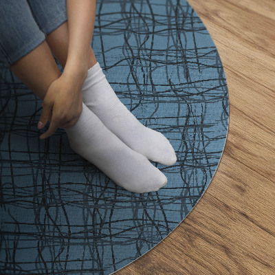 Vinyl vloerkleed rond Stofpatroon met onregelmatige stofdraden