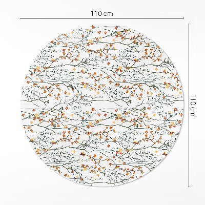 Rond pvc tapijt Bloemen en takjes in boho-stijl