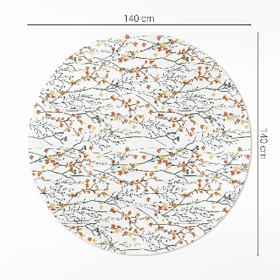 Rond pvc tapijt Bloemen en takjes in boho-stijl