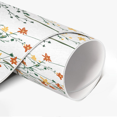 Rond pvc tapijt Bloemen en takjes in boho-stijl